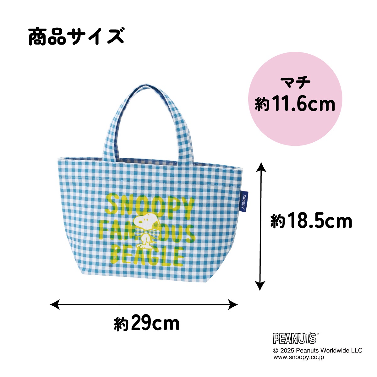スケーター 帆布 ランチバッグ ランチ トートバッグ お弁当 バッグ おしゃれ 弁当 弁当袋 skater YEB1N スヌーピー チェックロゴ BLUE 青 SNOOPY PEANUTS【かわいい かばん トート 入れやすい ランチバック 布 お弁当袋】