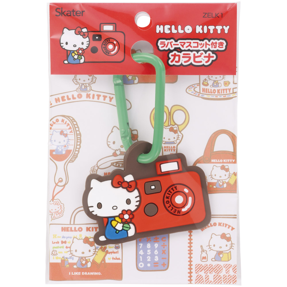 スケーター マスコット 付き カラビナ キーホルダー かわいい 目印 キャラクター skater ZELK1 カメラ キティ ハローキティ キティちゃん サンリオ 女の子【バッグ リュック カバン 鞄 子供 子ども 小学生 中学生】