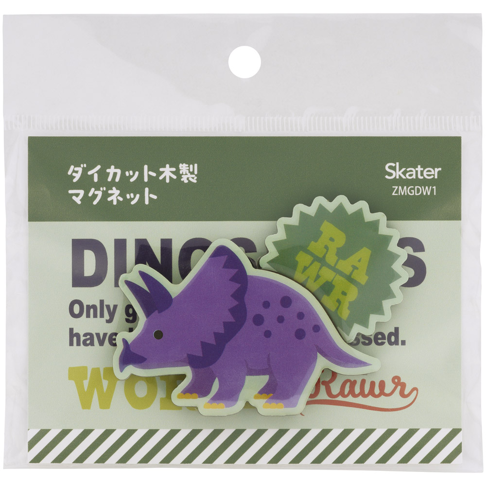 【メール便対象品】 スケーター ダイカット 木製 マグネット 磁石 冷蔵庫 職場 机 かわいい skater ZMGDW1 トリケラトプス ディノサウルス 恐竜 ダイナソー 男の子 男子【キッチン 洗面所 玄関 オフィス ホワイトボード】
