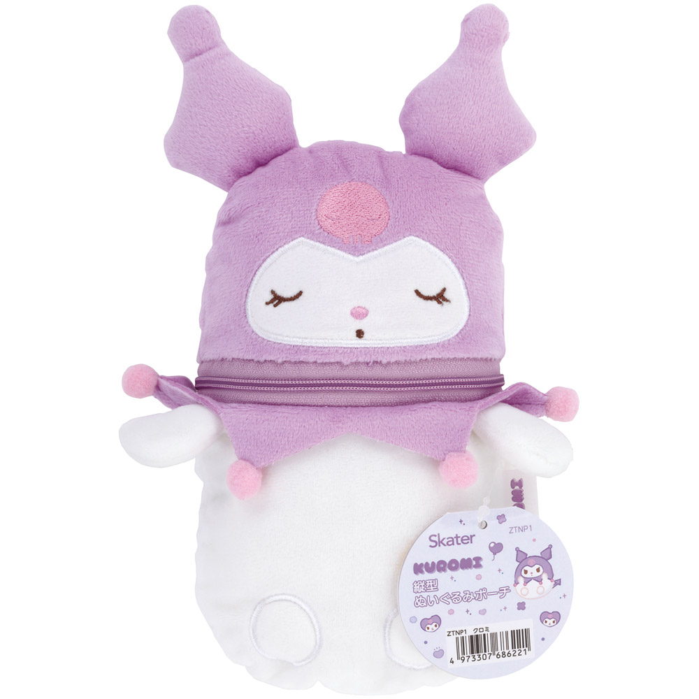 縦型 ぬいぐるみ ポーチ 小物入れ キャラクター かわいい 小物 コスメ 収納 スケーター skater ZTNP1 クロミ クロミちゃん サンリオ 女の子 女子【ふかふか クッション仕様 ファスナー開閉式】