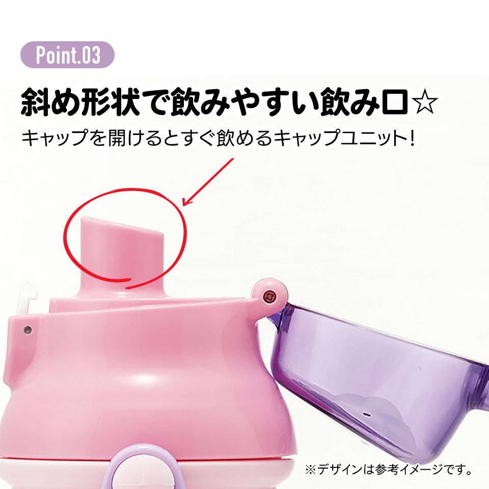 子供用 直飲み プラスチック 水筒 480ml ハッピー&スマイル/PSB5SANAG_4973307510847