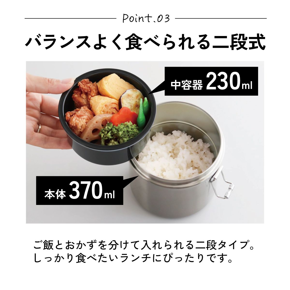 【送料無料】抗菌真空ステンレスランチジャー 600ml/2段ベーシック/STLB1AG_4973307550317