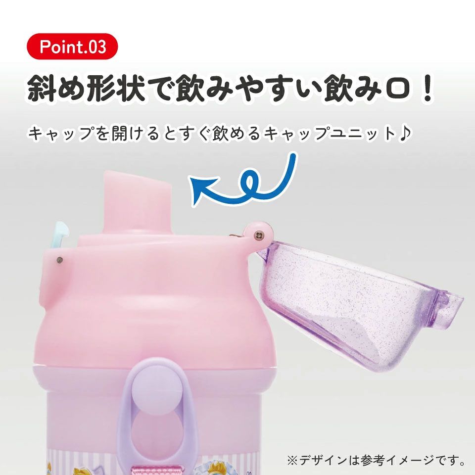 【送料無料】スケーター 水筒 キッズ ワンタッチ プラスチック 直飲み ボトル 子供 かわいい 480ml skater PSB5SAN ディズニー プリンセス 26年 女の子 女子【キャラクター ワンプッシュ ダイレクト 軽量 軽い 子ども】