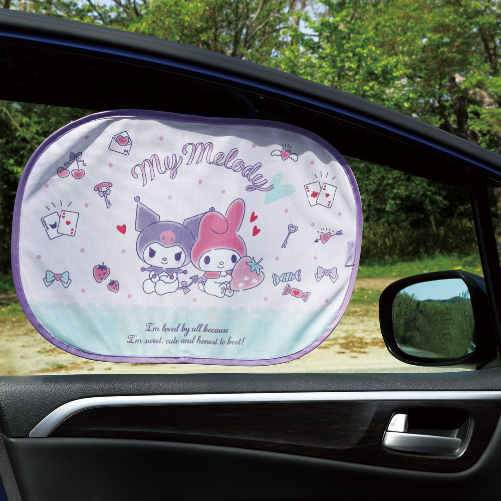 張り付く サンシェード　マイメロディ クロミ　車 サイド 日よけ サンリオ CHSS1 スケーター【カー用品 車内 炎天下 日差し 紫外線 対策 避け 便利 ドライブ グッズ 収納袋 付き かわいい キャラクター Sanrio オトナカワイイ 】