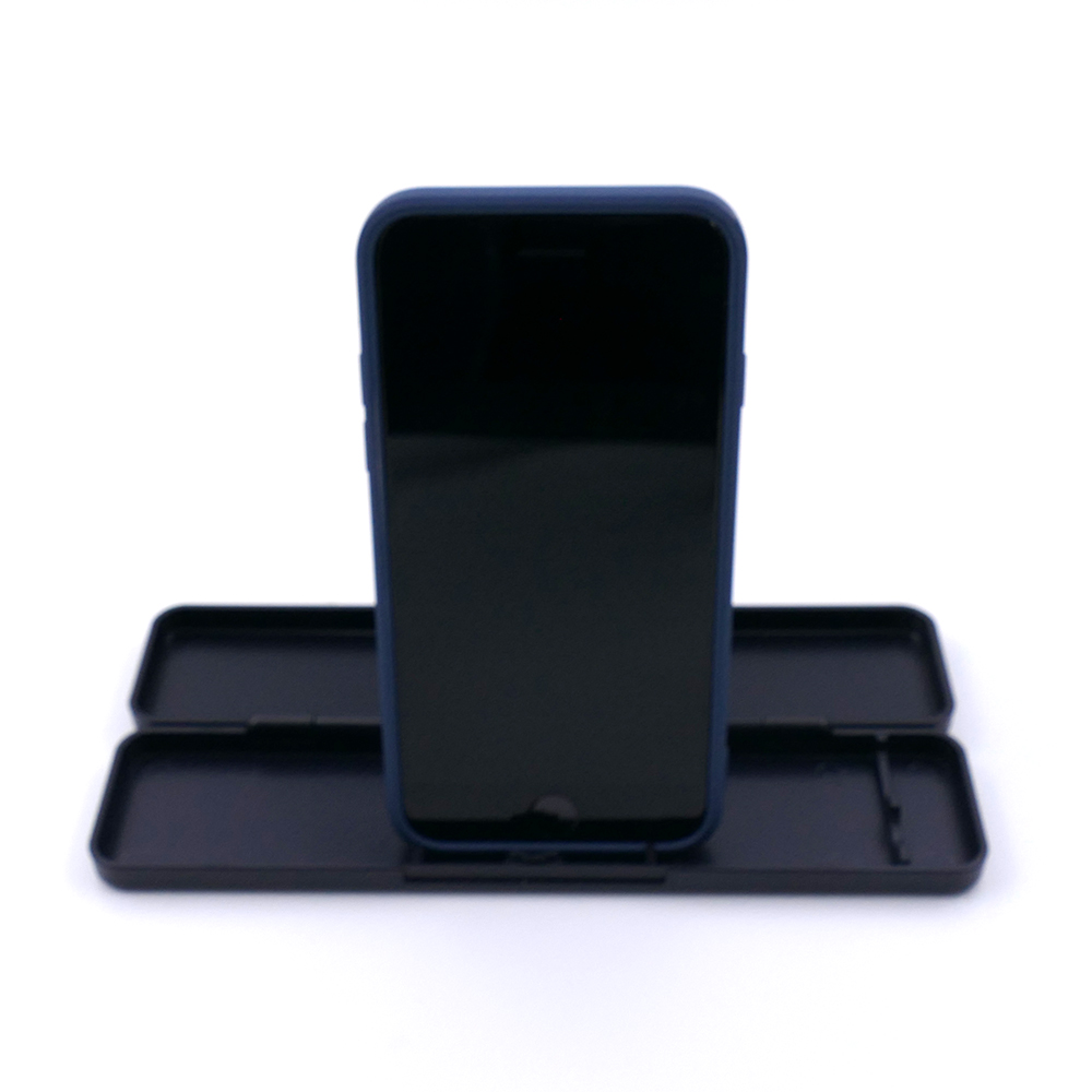 スマホスタンドにもなる音が鳴らないコンビセット(箸・スプーン) 箸18cm ブラック/CCS3SASS_4973307716997