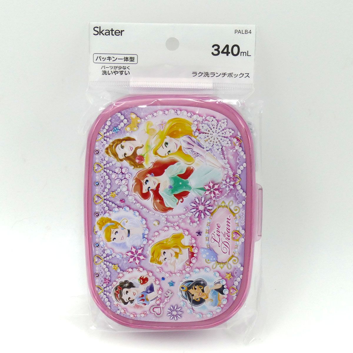 スケーター パッキン一体型 ラク洗 らくあら ランチボックス 340ml 楽洗 留め具一体型 洗いやすい skater PALB4 ディズニー プリンセス 27年 女の子 女子【ランチ 弁当箱 お弁当 電子レンジ 食洗機 対応 子供】