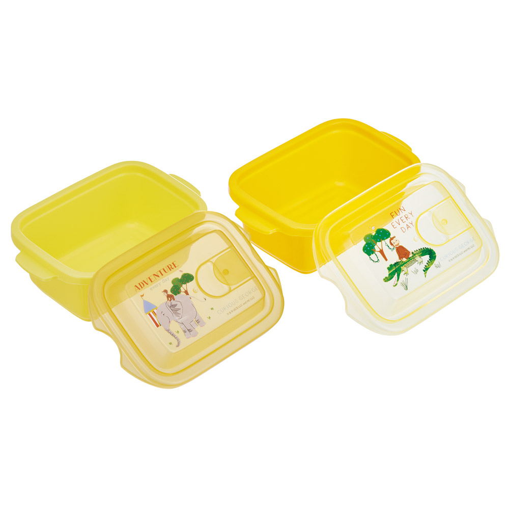 エアー弁 ふわっと 保存容器 セット 2個入り 300ml プラスチック 食品 おしゃれ skater スケーター FCNF1W おさるのジョージ ZOO ひとまねこざる 男の子 女の子