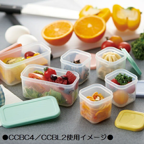 作り置き小分け容器セット(角小４個入)[容量100ml]収納ケース付●パウダーパステル●//小分け つくりおき おかず お弁当 離乳食 保存 冷凍 冷蔵 電子レンジ 食洗機 対応 日本製 便利// スケーター