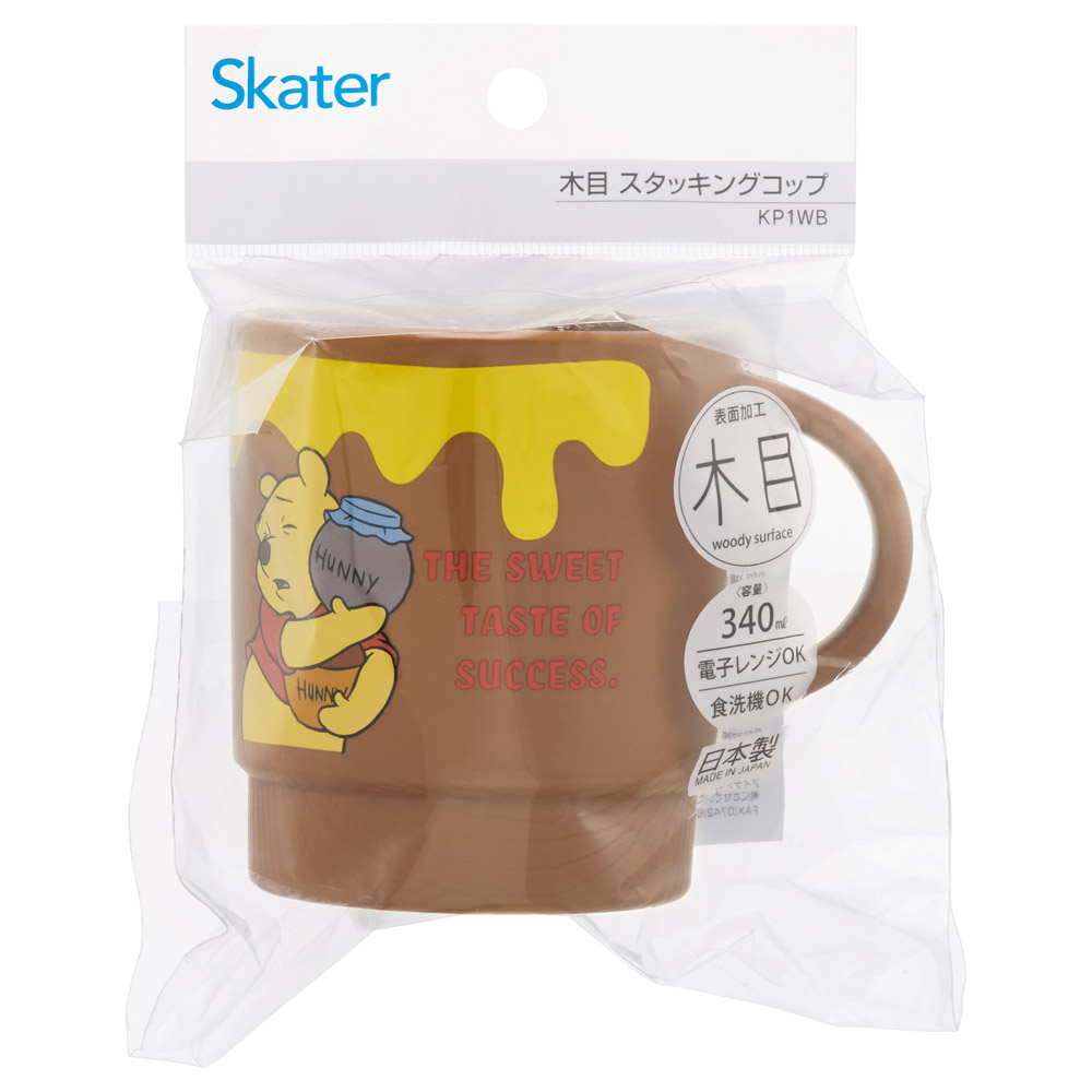 木目 スタッキング コップ カップ 340ml 積み重ね 取っ手付き キャラクター スケーター skater KP1WB くまのプーさん プーさん Pooh 女性 レディース【マイ カップ コップ かわいい おしゃれ】