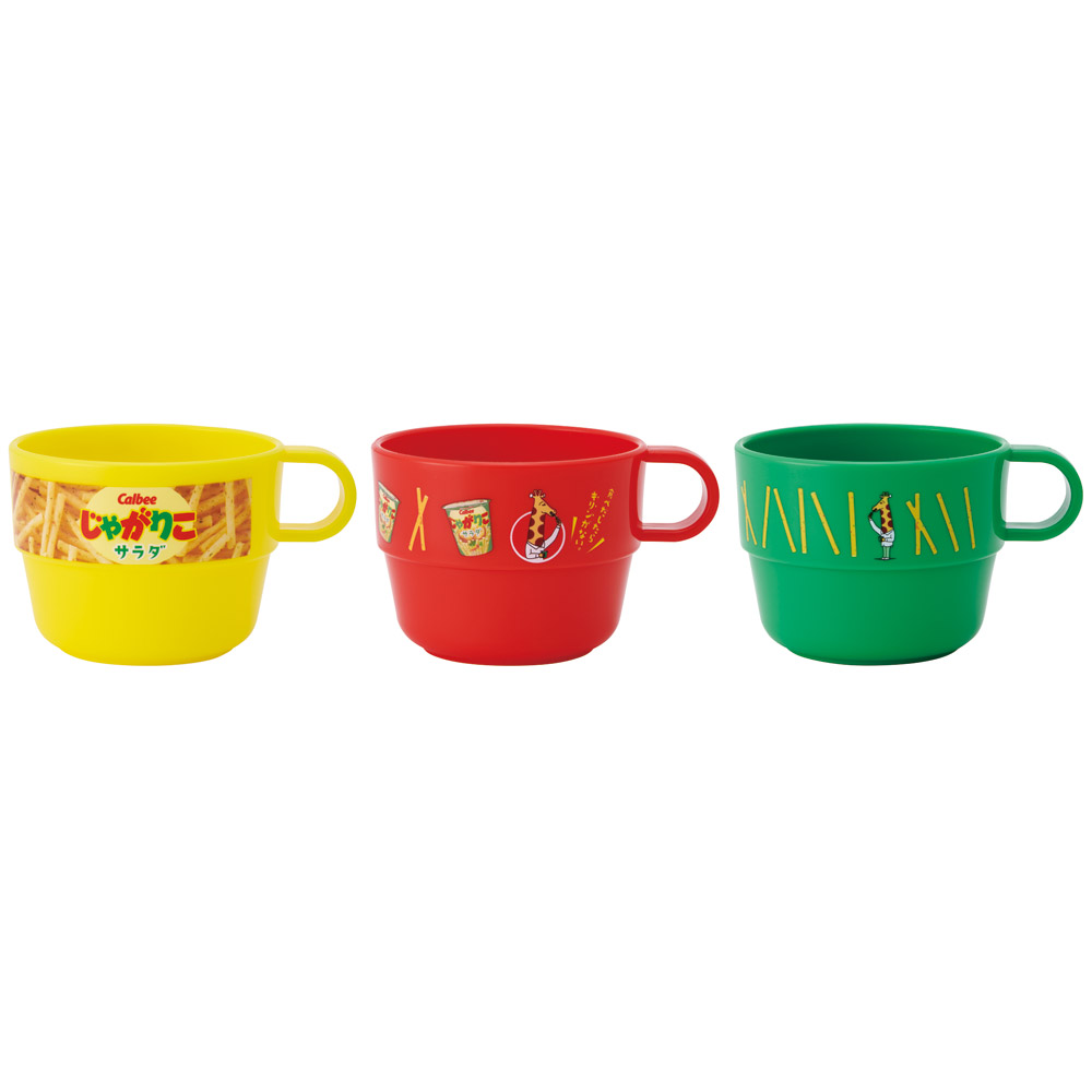 スタッキング コップ 3個 セット キャラクター 子供 キッズ プラスチック skater スケーター KS31 じゃがりこサラダ お菓子 パッケージ カルビー Calbee【割れにくい うがい 幼児 食器 カップ かわいい 子ども】