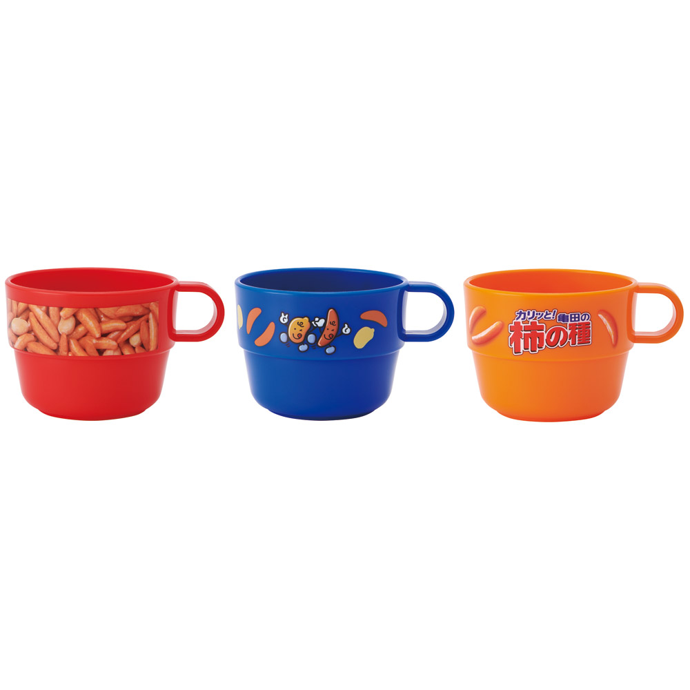 スタッキング コップ 3個 セット キャラクター 子供 キッズ プラスチック skater スケーター KS31 亀田の柿の種 お菓子 パッケージ 亀田製菓【割れにくい うがい 幼児 食器 カップ かわいい 子ども】