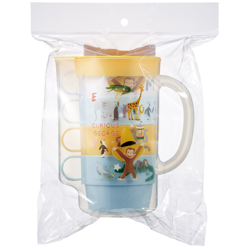 冷水筒 ピッチャー ジャグ コップ付き 麦茶ポット 卓上ポット 850ml おしゃれ skater スケーター KS32S おさるのジョージ ZOO ひとまねこざる 男の子 女の子【ピッチャー 水差し プラスチック ポット テーブルポット 洗いやすい】