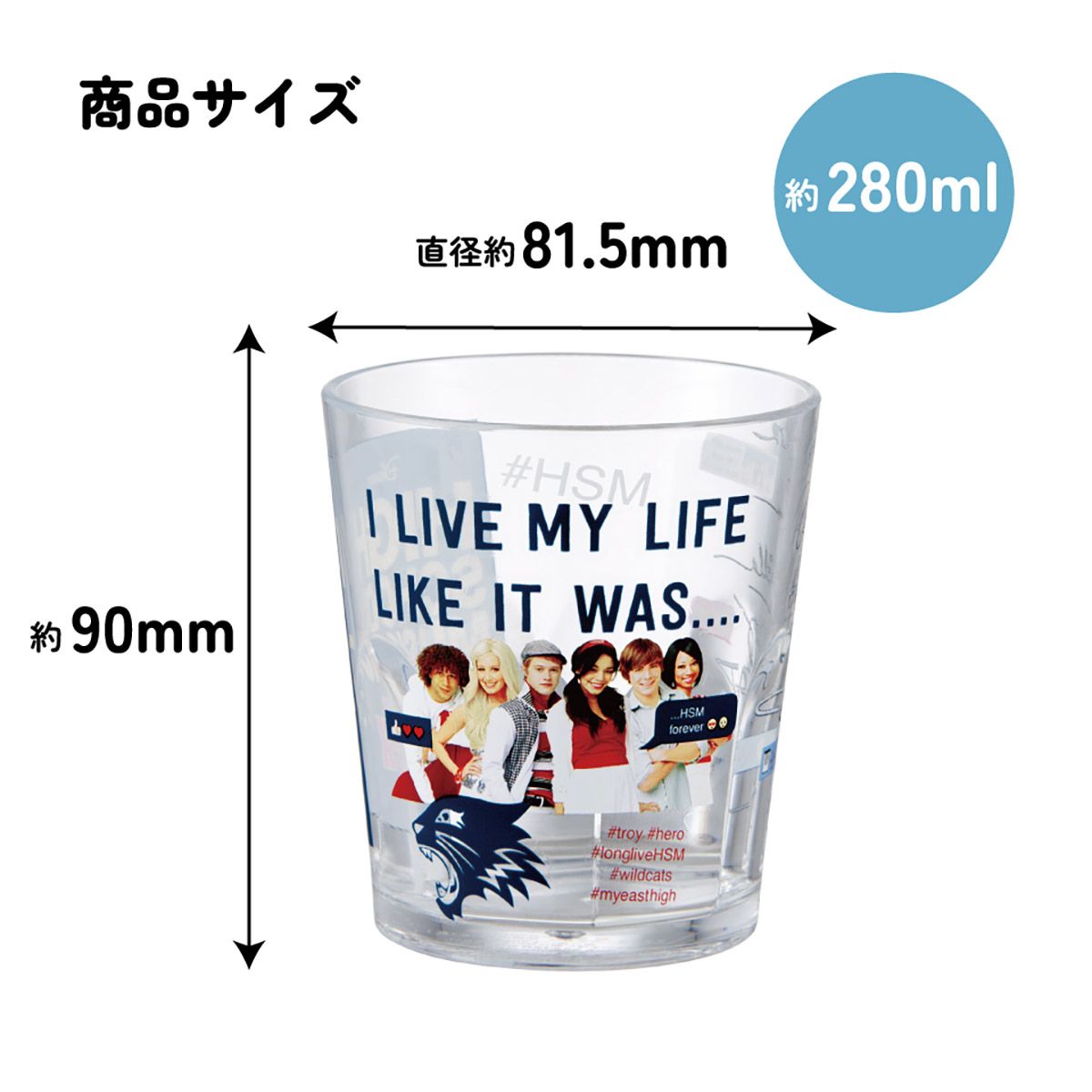 スケーター アクリル コップ 割れにくい 280ml プラスチック 子供 キッズ skater KSA4J (C) ハイスクール・ミュージカル ハイスクールミュージカル グッズ【透明 クリア アクリルコップ 洗面所 タンブラー】