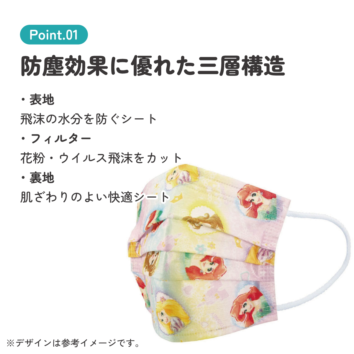 子供プリーツマスク 7枚入り プリンセス/MSKP3N_4973307625879