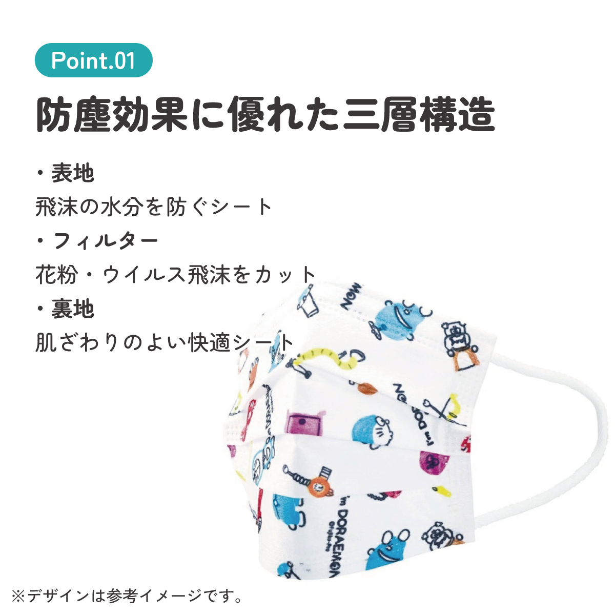 子供プリーツマスク 7枚入り ドラえもん/MSKP3N_4973307626319