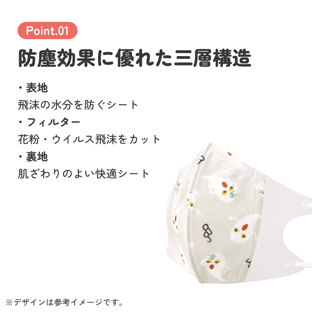 子供立体マスク Mサイズ/7枚入りめがねうさぎ/MSKS3N_4973307644054