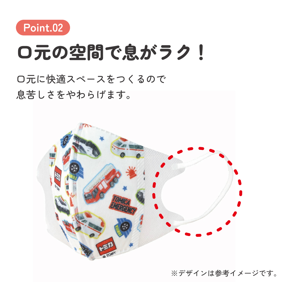 子供立体マスク Mサイズ/7枚入りトミカ23/MSKS3N_4973307651458