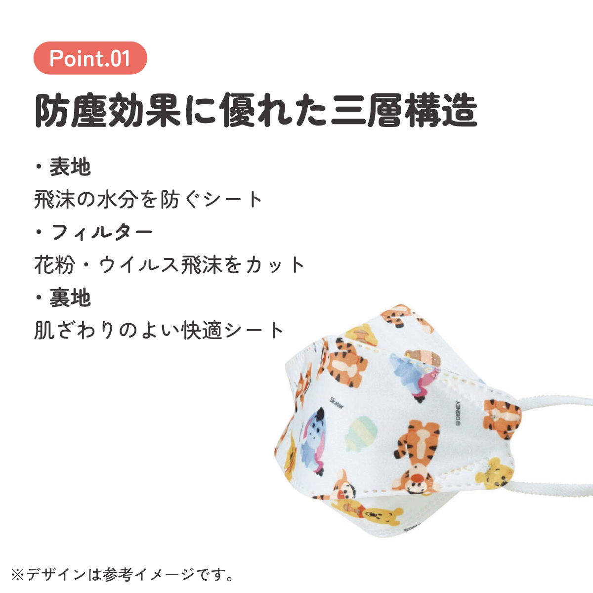 【メール便対象品】 99% カット マスク 立体 子供 用 子ども 高機能 不織布 5枚入り 韓国マスク 子供サイズ MSKSH3 スケーター【こども キッズ 息がしやすい 耳が痛くならない 耳 不織布マスクくまのプーさん プーさん Pooh 女性 レディース】