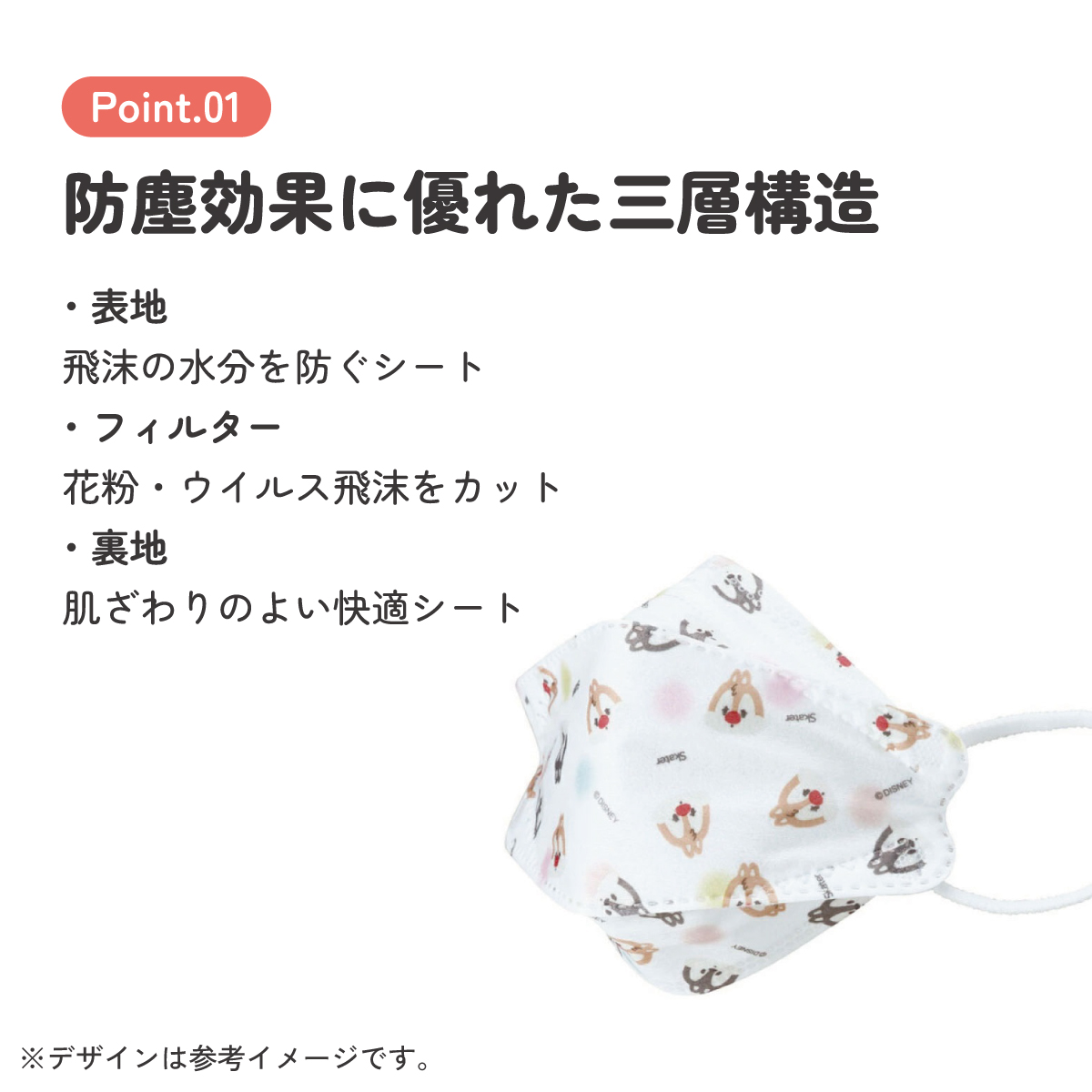 【メール便対象品】 99% カット マスク 立体 子供 用 子ども 高機能 不織布 5枚入り 韓国マスク 子供サイズ MSKSH3 スケーター【こども キッズ 息がしやすい 耳が痛くならない 耳 不織布マスクチップ＆デール チップとデール 女性 レディース】