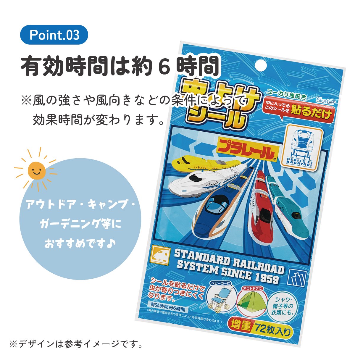 虫除けシール 72枚入 プラレール/MYP5_4973307418402/スケーター