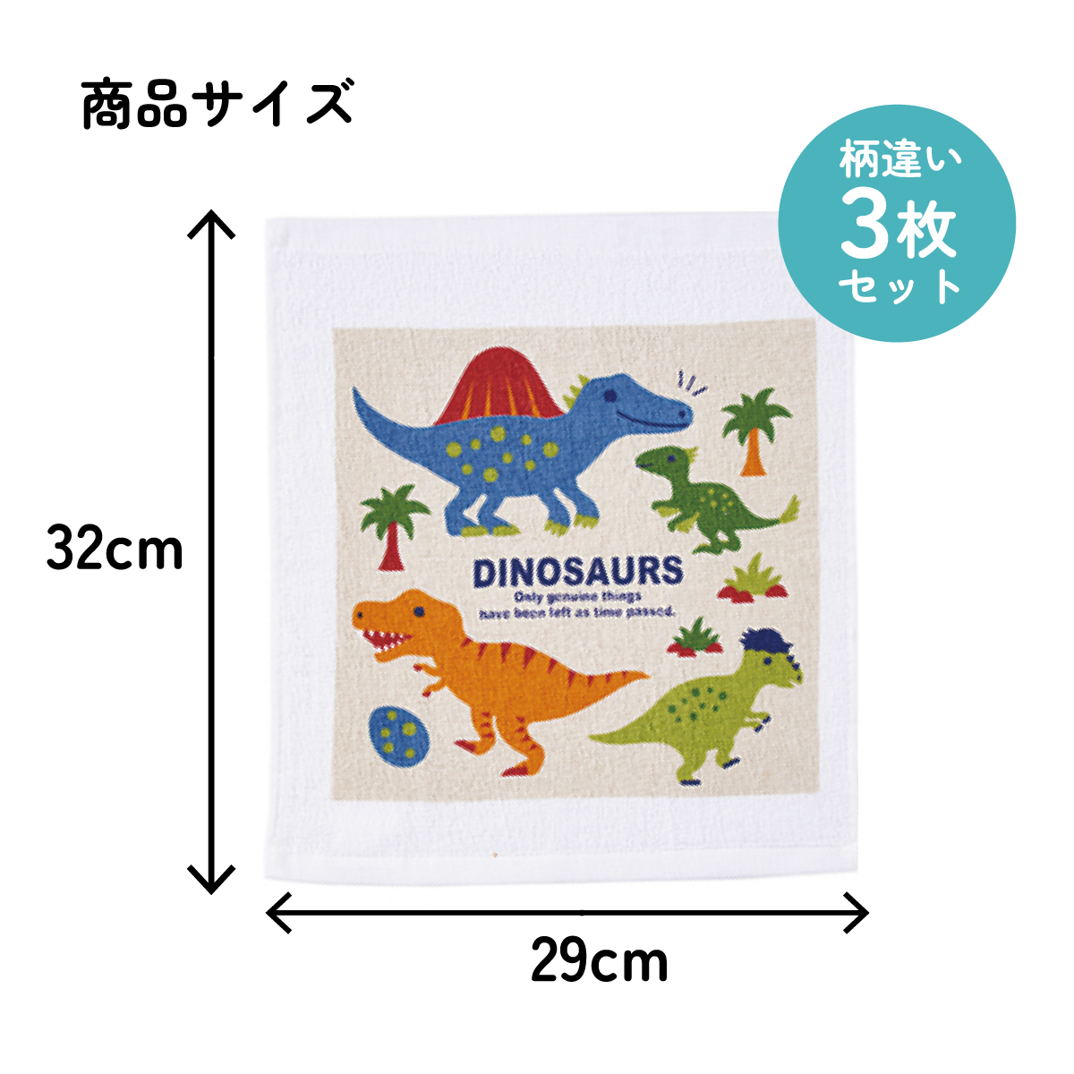 おしぼりタオル 3枚セット ディノサウルス ピクチャ/OAC1T_4973307637667/スケーター
