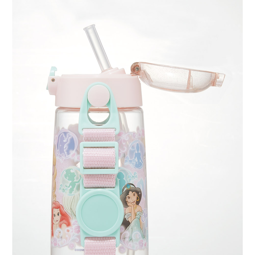 【送料無料】ワンプッシュ式ストロー水筒 プラスチック製 480ml プリンセス25/PDSH5_4973307690037