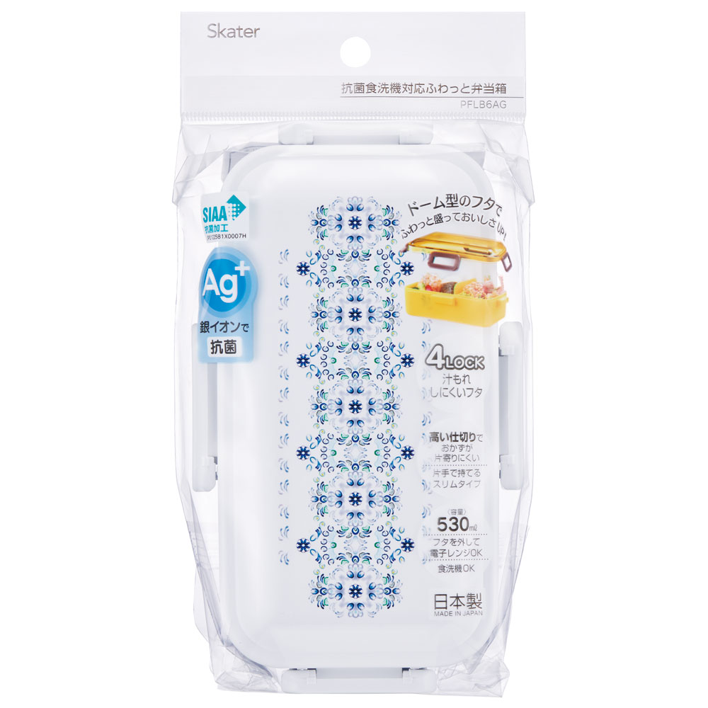 弁当箱 大人 一段 仕切り 食洗機 レンジ 対応 抗菌 日本製 容量 530ml スケーター skater PFLB6AG ランチボックス ロック 天平文様 夢幻 和柄 男性 女性 キッズドア