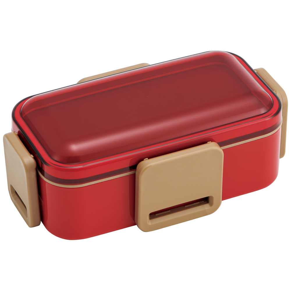 弁当箱 大人 子供 二段 仕切り 食洗機 レンジ 対応 小学生 600ml かわいい スケーター skater PFLW4AG 抗菌 チェリーレッド 赤 色 キッズドア 無地 シンプル