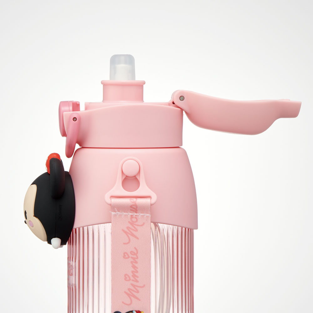 【送料無料】立体 マスコット 付き ストロー ボトル 水筒 590ml 子供 キッズ かわいい スケーター skater PMSHP6 ディズニー ツムツム ミニー Disney 男の子 女の子