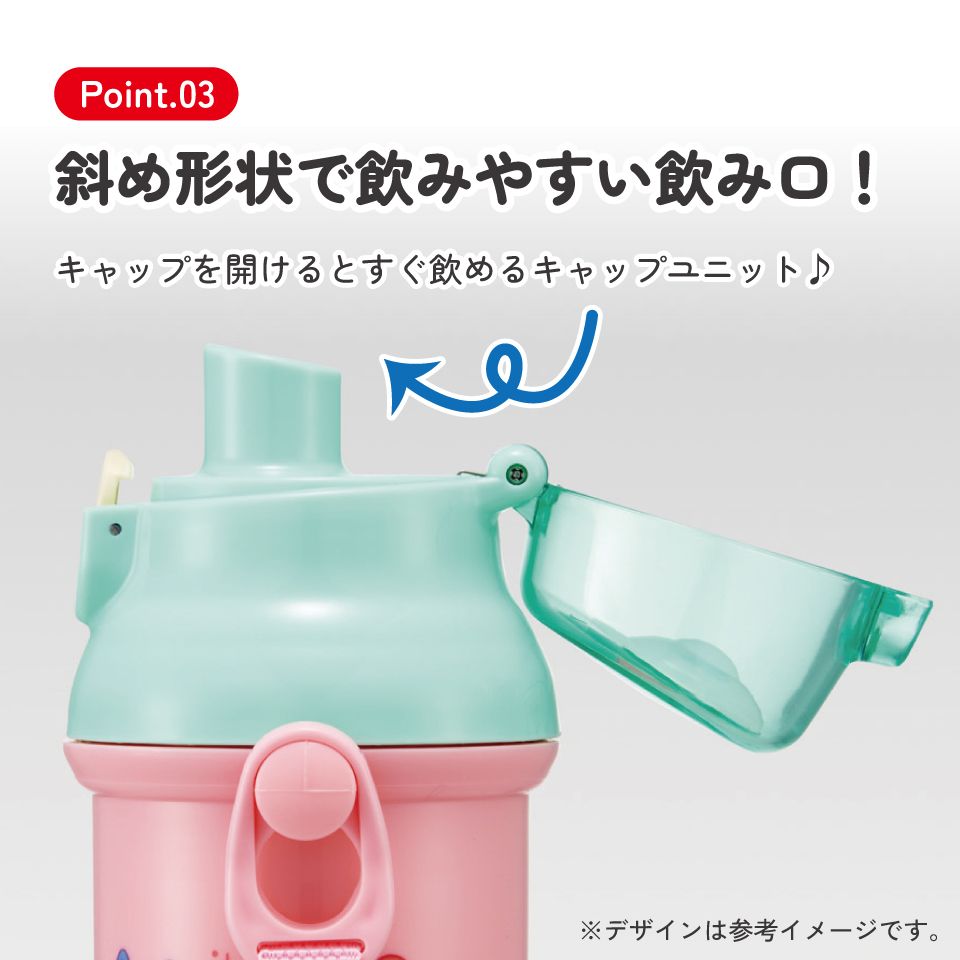 スケーター 水筒 直飲み 大容量 480ml ワンタッチ プラスチック 食洗機対応 キッズ 幼児 skater PSB5SAN CoComelon ココメロン グッズ【ショルダー ベルト 子供 こども 子ども 子供用 小学生 小学校】