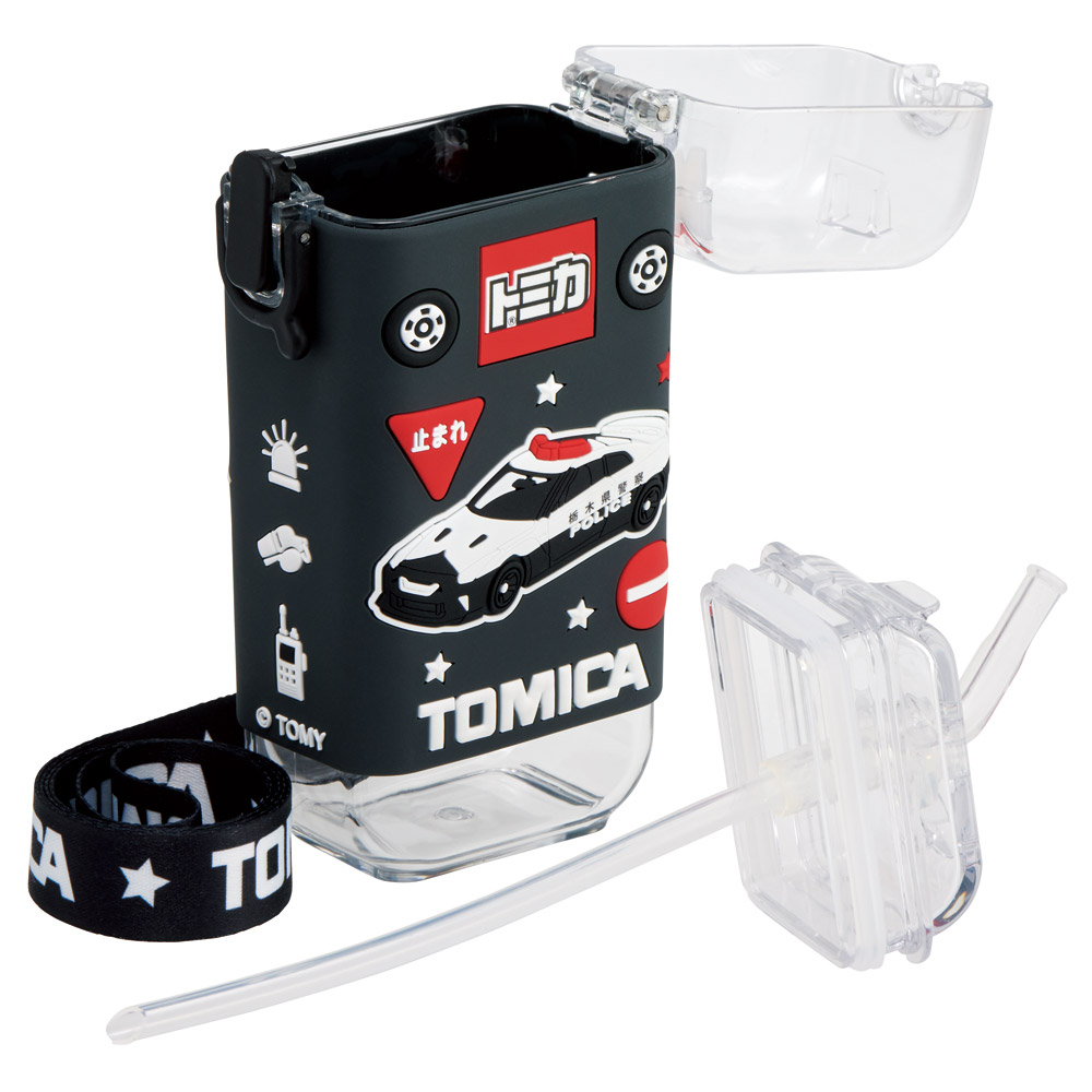 スクエア ストロー ボトル 水筒 ワンプッシュ 260ml 子供 キッズ キャラクター スケーター skater PSQ3ST トミカ tomica 車 くるま 男の子 男子 男児【水分 補給 こども ショルダー ベルト】