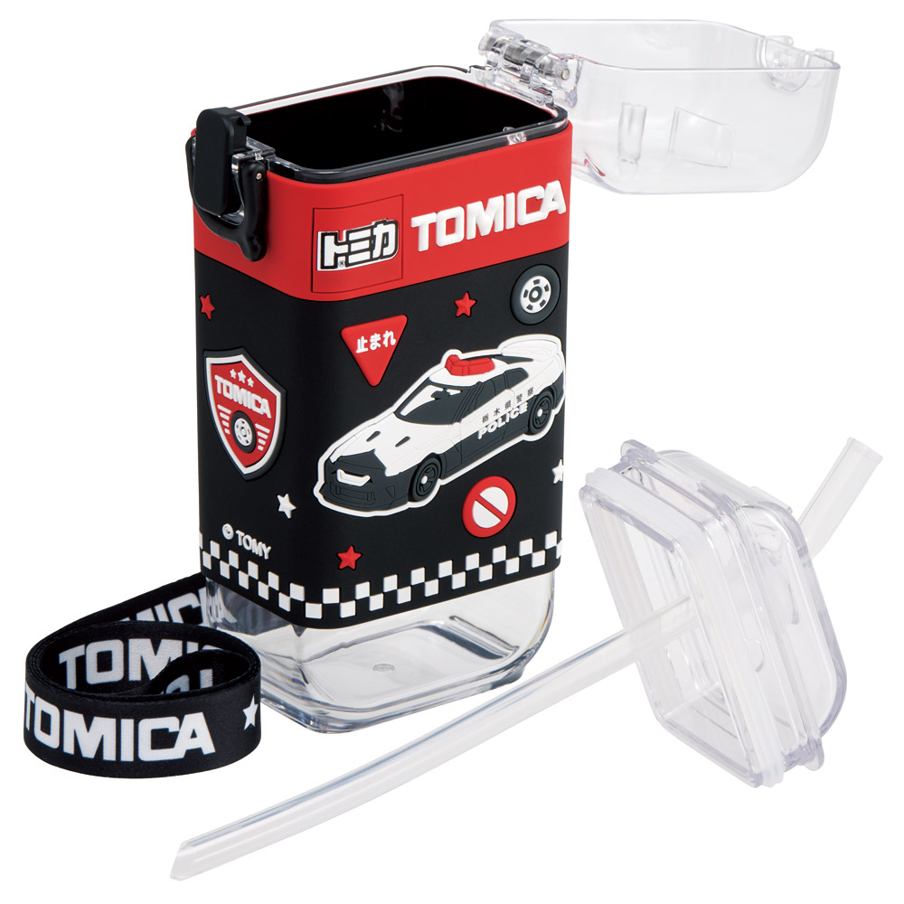 スクエア ストロー ボトル 水筒 ワンプッシュ 450ml 子供 キッズ キャラクター スケーター skater PSQ5ST トミカ tomica 車 くるま 男の子 男子 男児【水分 補給 こども ショルダー ベルト】
