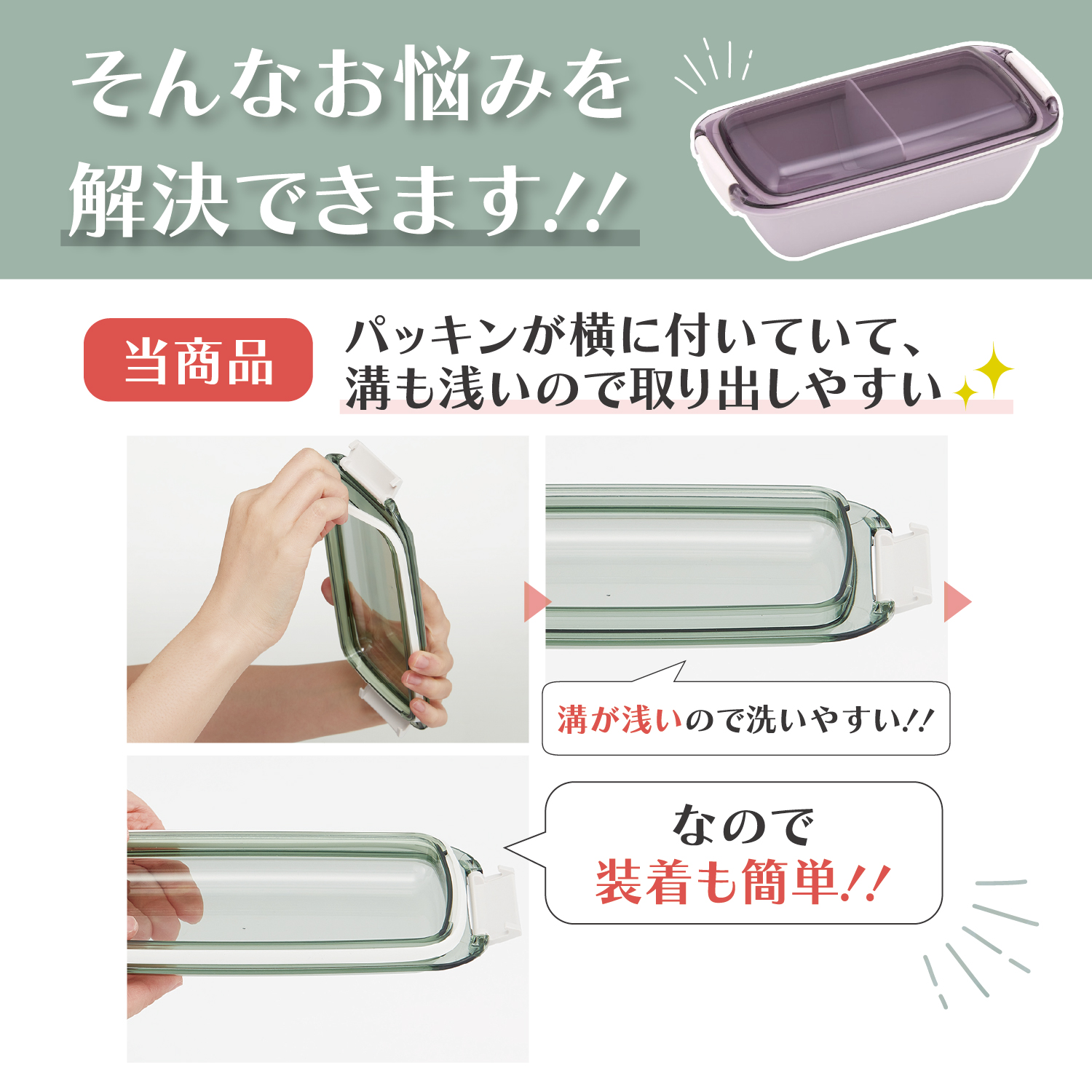 洗いやすい弁当箱 パッキン溝の幅が広い ふわっと お弁当箱 530ml 1段 タイト ランチボックス キッズドア 弁当 子供 大人 バイオマス スケーター skater PTLB6B ラベンダー 紫 むらさき