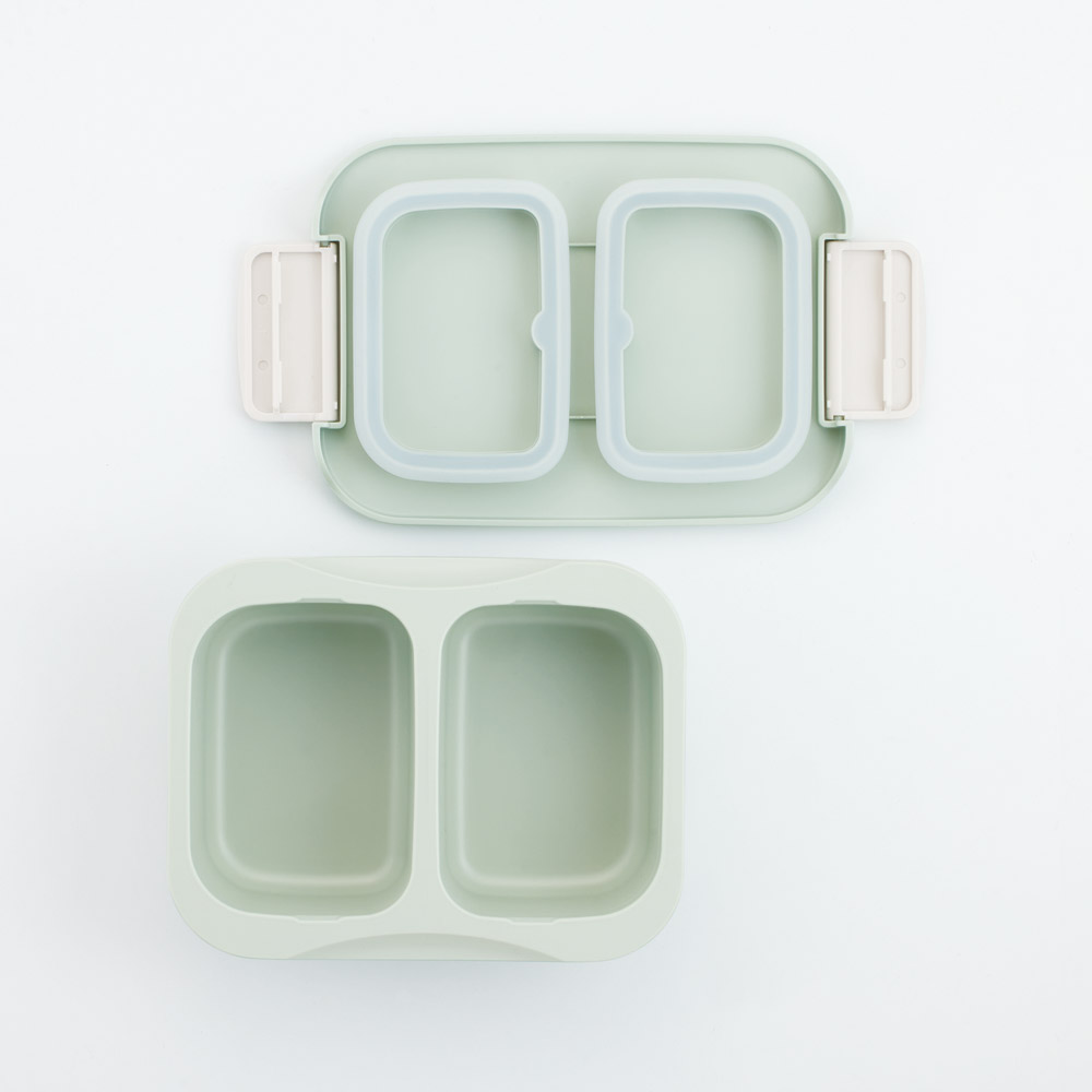 抗菌 セパレート型 弁当箱 500ml タイト ランチボックス 1段 一体型仕切り スケーター skater PTLBS5AG セピア カラー グリーン 緑 みどり【お弁当 一段 大人 子供 レンジ 食洗機 対応】