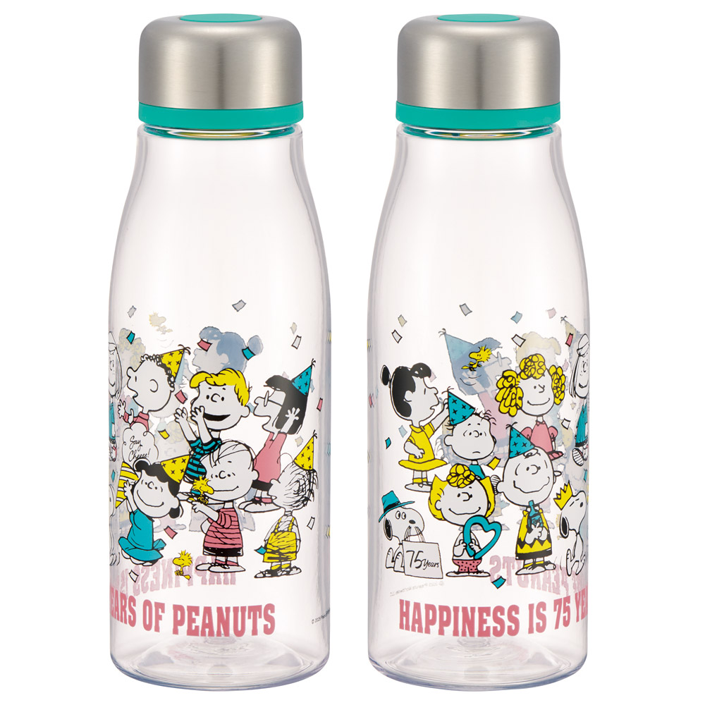 スケーター 水筒 500ml ミニ サイズ プラスチック 大人 直飲み 軽量 かわいい 透明 skater PTY5 スヌーピー PEANUTS 75th Anniversary SNOOPY
