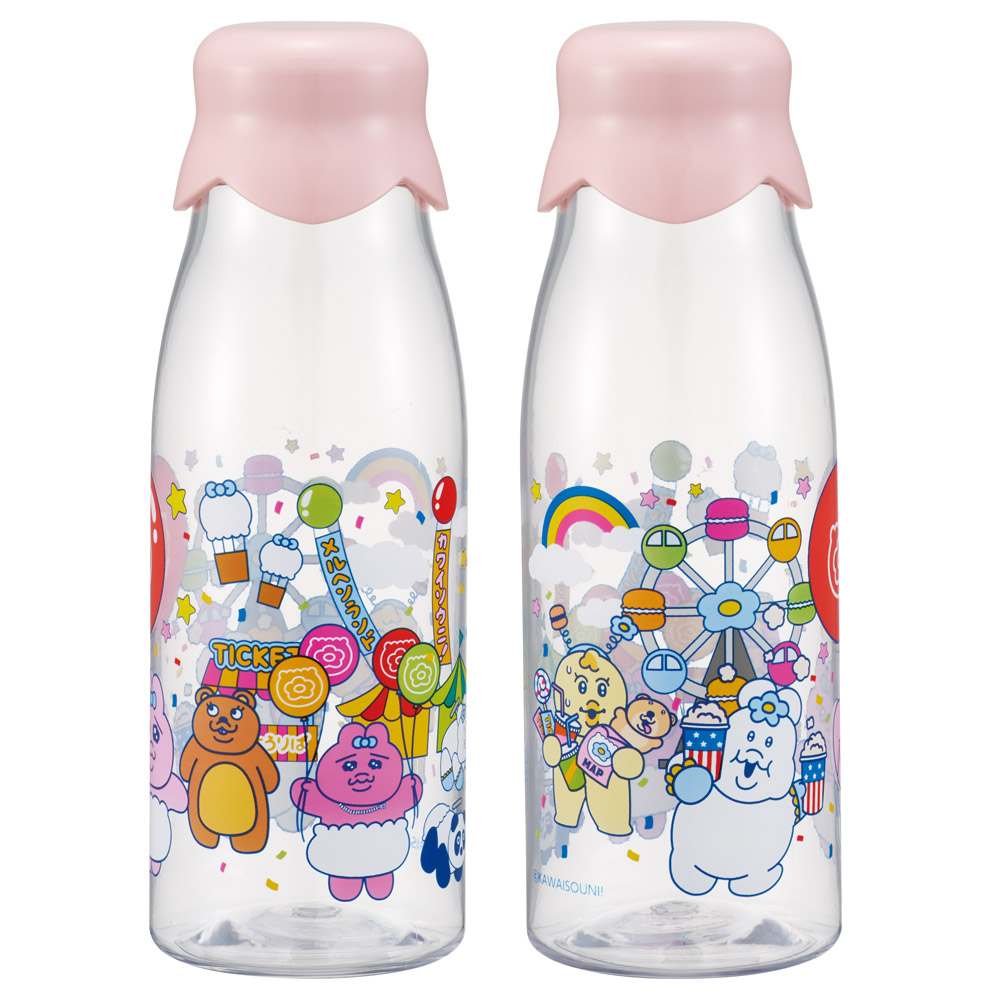 スケーター 牛乳瓶風 ボトル 水筒 牛乳瓶型 500ml プラスチック おもしろ 軽量 キャラクター skater PTY5M おぱんちゅうさぎ おパンチュウサギ レトロ遊園地【面白い かわいい 透明 クリアボトル ウォーターボトル】