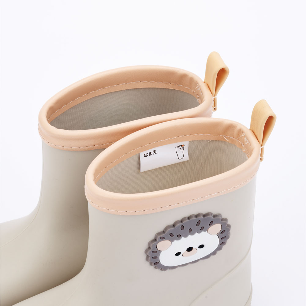 ワッペン 付き レインブーツ 長靴 キッズ 子供 16cm おしゃれ かわいい スケーター skater RIBTW16 Pompon's ハリネズミ はりねずみ 動物 キャラクター