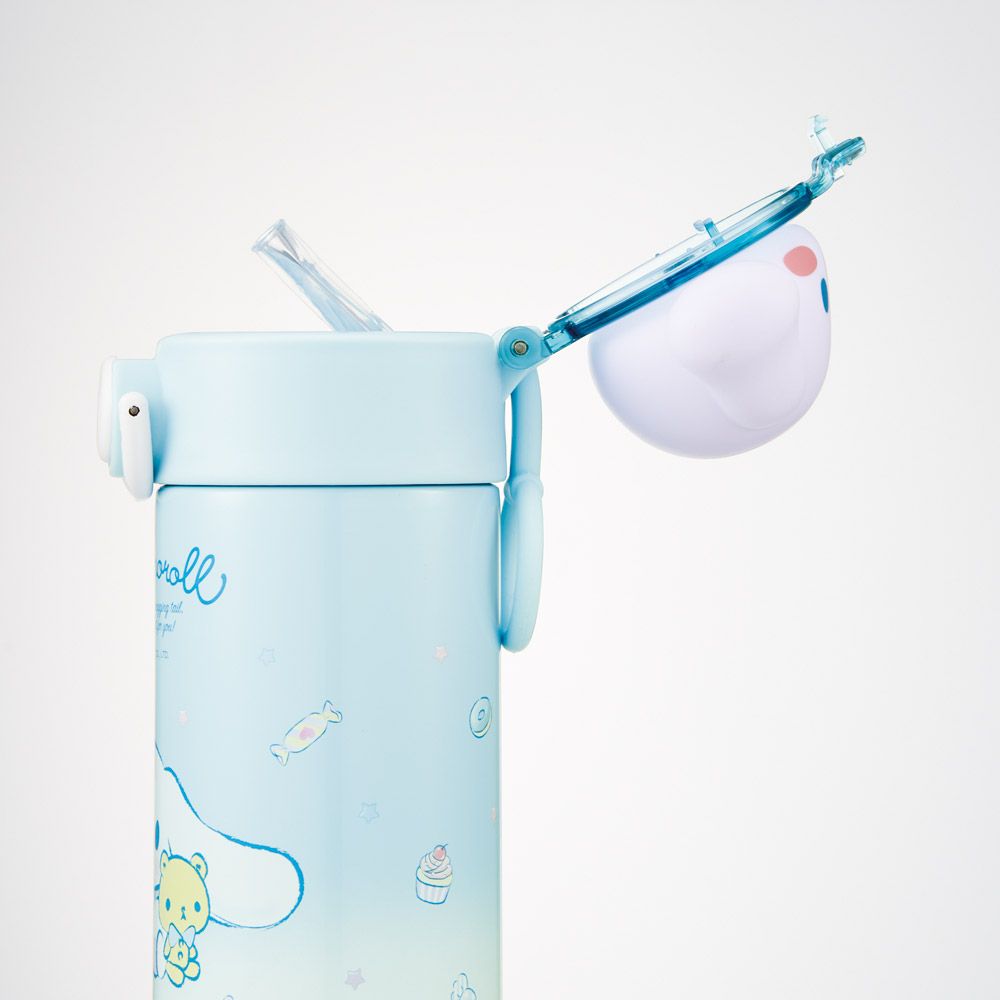 スケーター 水筒 ステンレス マスコット付き ストロー ボトル 420ml 手提げ リング 子供 skater STBM4 シナモロール シナモン サンリオ 女の子 女子【ストロー飲み ストロータイプ 子ども こども かわいい】