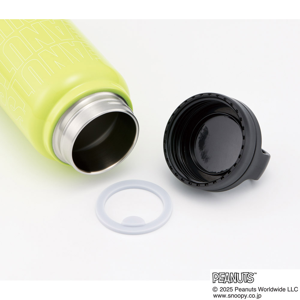 スケーター ステンレス マグボトル 水筒 500ml 保温 保冷 保温保冷 直飲み 500 skater STSC5 スヌーピー ネオンカラー イエロー SNOOPY ピーナッツ【保冷保温 スクリューハンドル付き マイボトル おしゃれ】