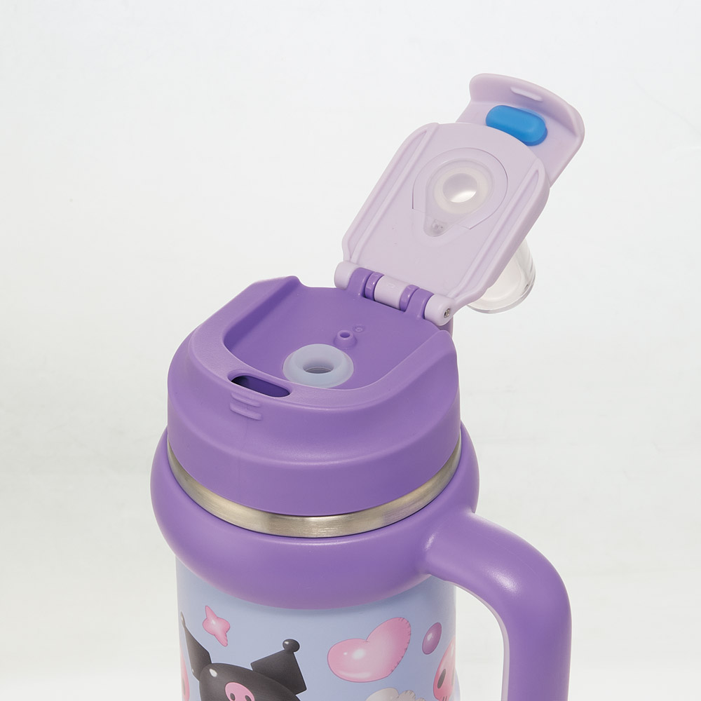 スケーター ハンドル付 タンブラー 830ml ストロー ステンレス ボトル 保温 保冷 直飲み 2WAY skater STSTB9 クロミ クロミちゃん サンリオ 女の子 女子【子供 キッズ 大人 真空二重構造 持ち手付き】