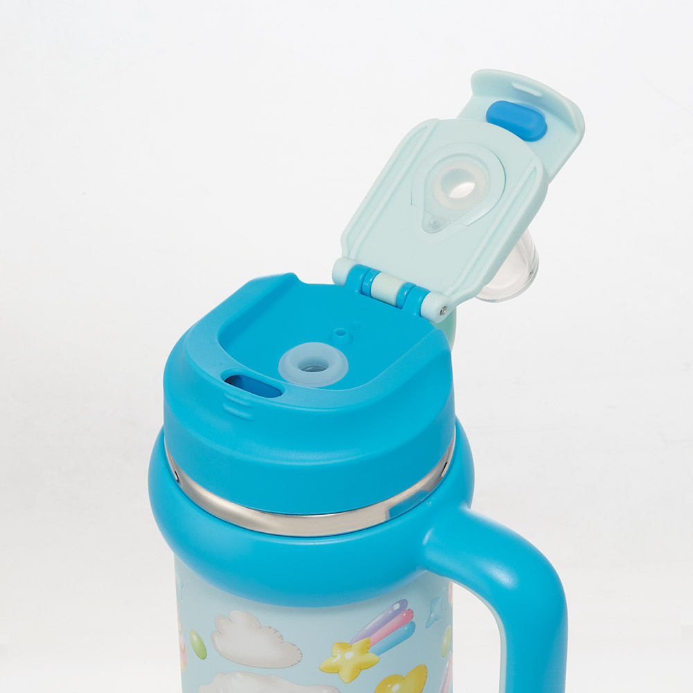 スケーター ハンドル付 タンブラー 830ml ストロー ステンレス ボトル 保温 保冷 直飲み 2WAY skater STSTB9 シナモロール シナモン サンリオ 女の子 女子【子供 キッズ 大人 真空二重構造 持ち手付き】