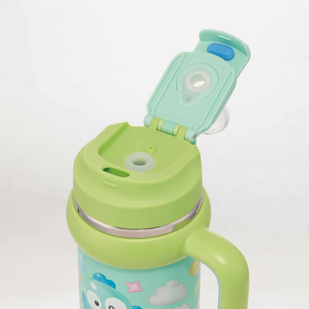 スケーター ハンドル付 タンブラー 830ml ストロー ステンレス ボトル 保温 保冷 直飲み 2WAY skater STSTB9 はんぎょどん ハンギョドン 男の子 女の子【子供 キッズ 大人 真空二重構造 持ち手付き】
