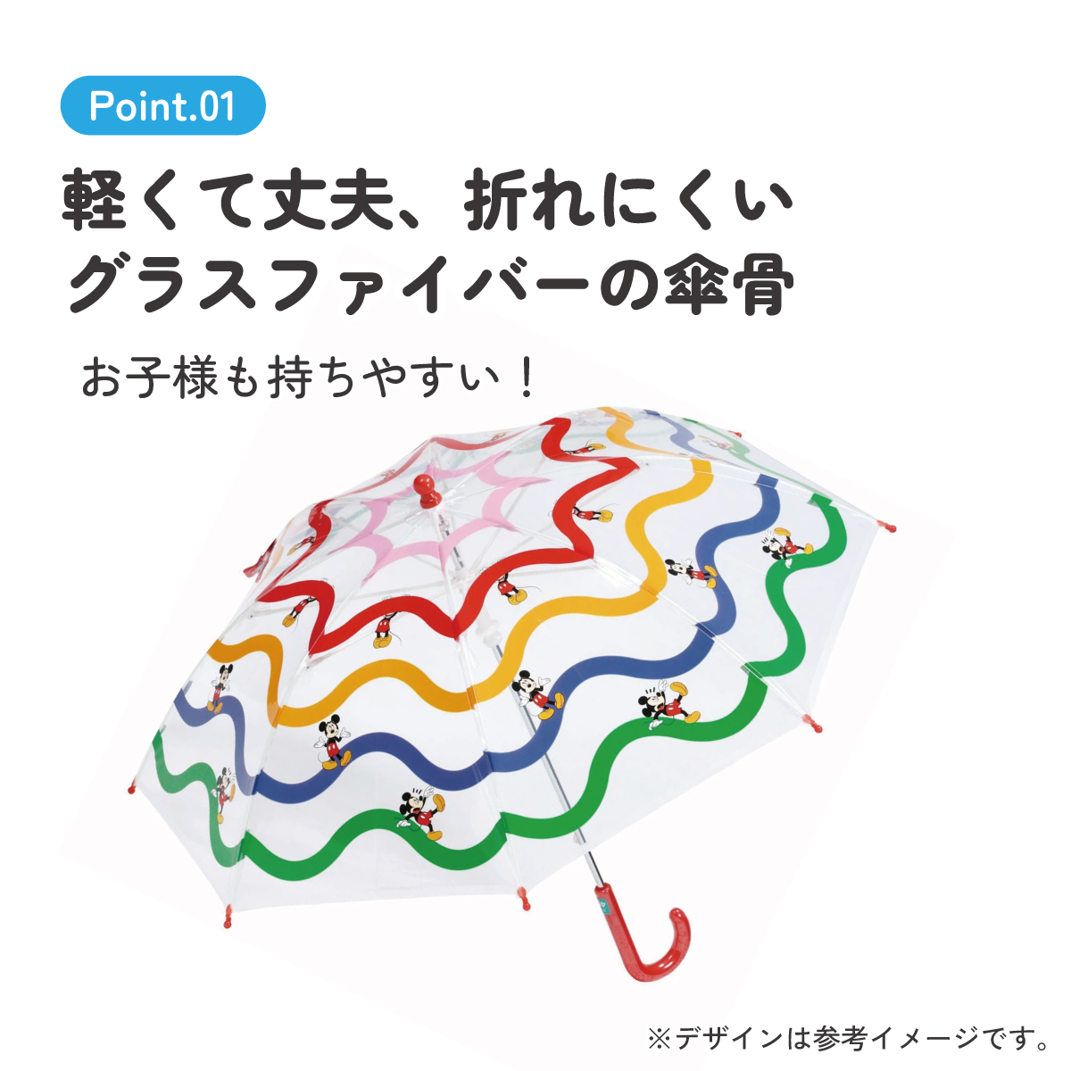 子どもビニール傘 45cm ミッキーマウス/UBV45_4973307626944 【 レイン】