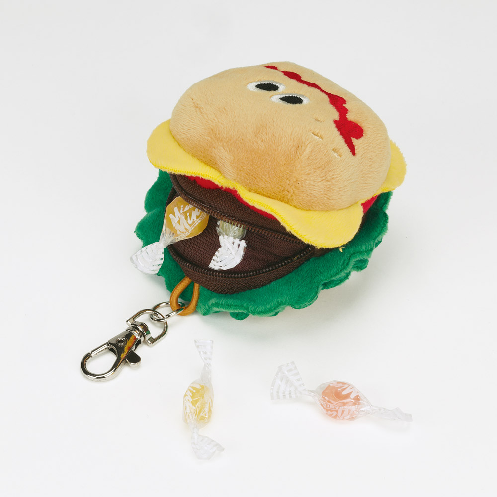 ぬいぐるみ リール付き キーホルダー マスコット 鍵 小物入れ 可愛い 子供 キッズ skater スケーター ZRNK1 バーガーコンクス バーガー BURGER CONX 男子 女子【小物ケース キーリング リール こども】