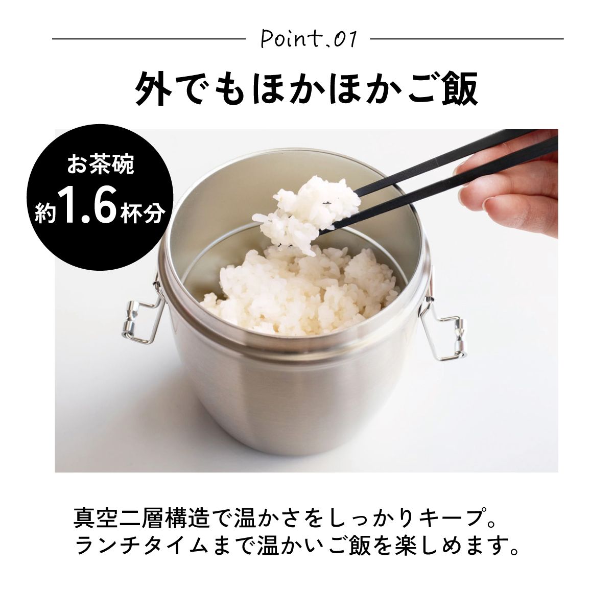 【送料無料】抗菌真空ステンレスランチジャー　丼タイプ 550ml/2段ベーシック／STLBD6AG_4973307550379