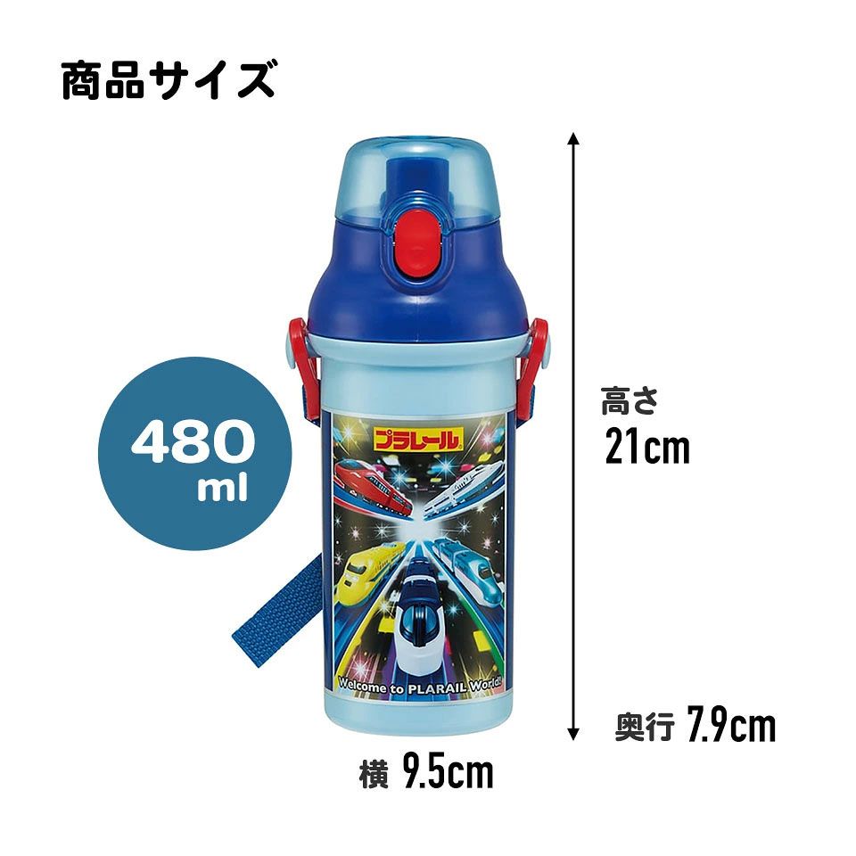子供用 直飲み プラスチック 水筒 480ml プラレール２３／PSB5SANAG_4973307622755