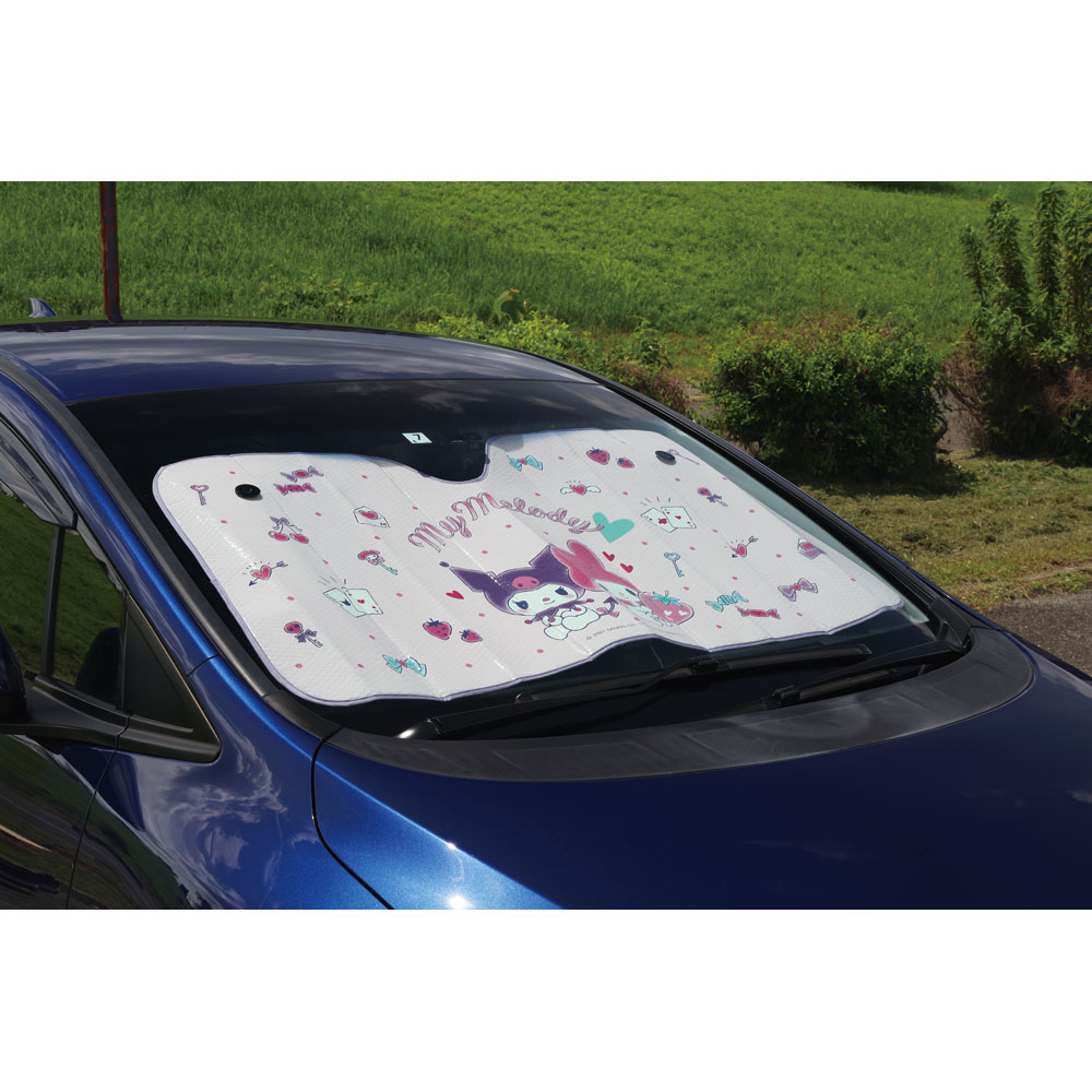 サンシェード マイメロディ クロミ 車 フロント 日よけ カー用品 サンリオ CSUS1 スケーター【車中 日差し カット 断熱 対策 吸盤 折りたたみ 便利 ドライブ グッズ かわいい キャラクター Sanrio オトナカワイイ】