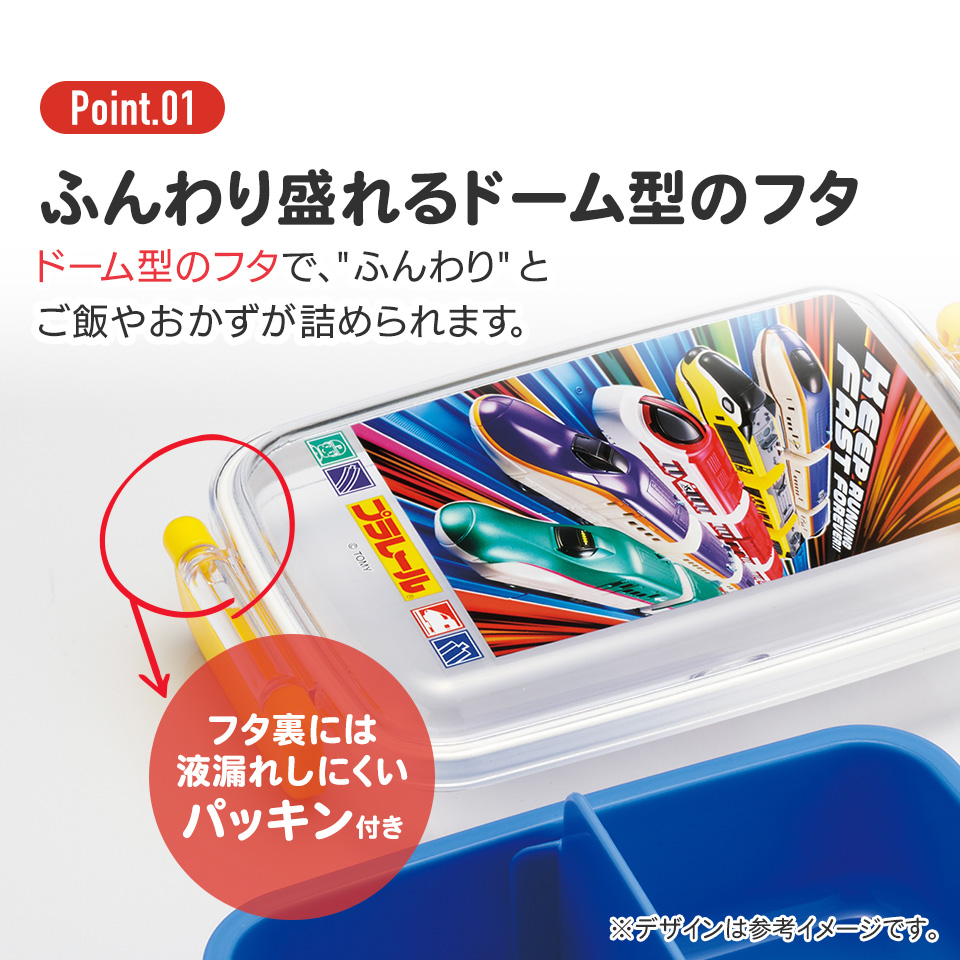 抗菌おかずがつぶれにくい ふわっとフタお弁当箱(角型) 1段/450ml プラレール25/RBF3ANAG_4973307694042