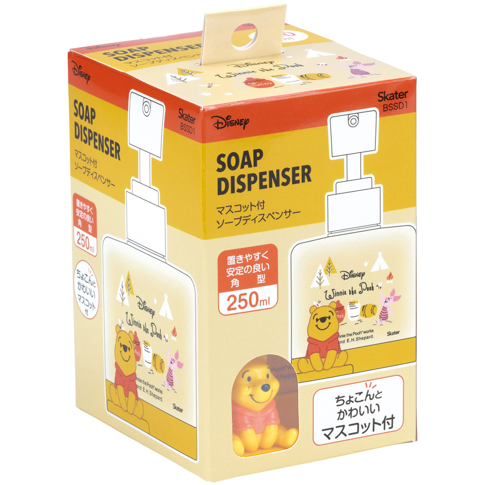マスコット付き ソープ ディスペンサー 250ml 詰め替え ボトル 手洗い ポンプボトル スケーター skater BSSD1 くまのプーさん プーさん Pooh 女性 レディース【ハンドソープ 洗面用品 洗面所 手動 キャラクター】
