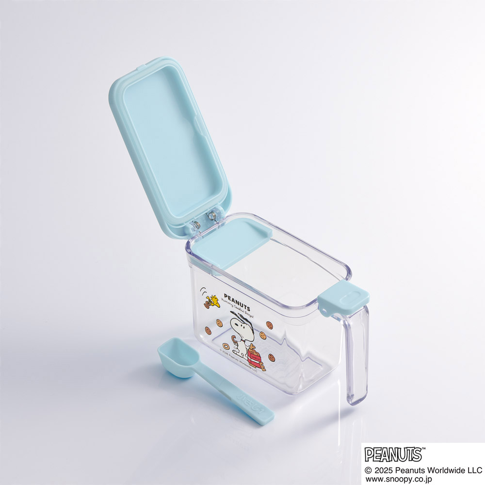 スケーター ワンプッシュ 調味料ポット 380ml 調味料入れ 砂糖入れ 塩入れ 調味料ケース 容器 skater KHP1 スヌーピー クッキー SNOOPY ピーナッツ 女性【調味料 かわいい 使いやすい 小さじ スプーン付き】